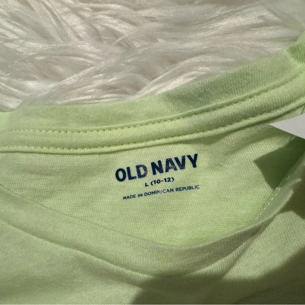 Old Navy Girls Graphic Tee Shirt Size L 10-12 Light Green NWT‎